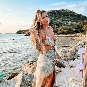 Jaded London vida backless maxi dress with shell trim